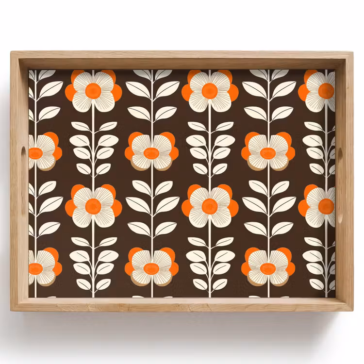 Bloemen - Retro - Bruin Dienblad Rechthoek middel 911 -z3d_shopping
