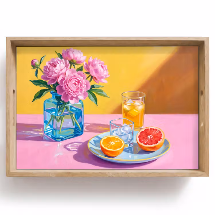 Tablett - Blumen – Rosa – Modern - Bloemen - Roze - Modern Dienblad Rechthoek middel