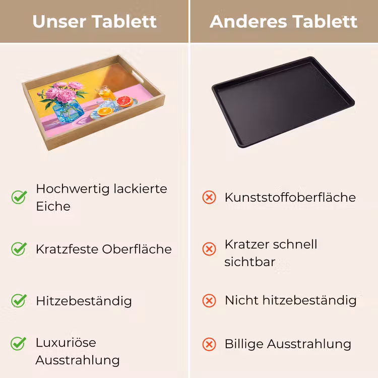 Tablett - Blumen – Rosa – Modern - Bloemen - Roze - Modern Dienblad Rechthoek middel