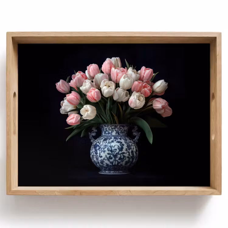 Bloemen - Roze - Tulpen - Vaas Dienblad Rechthoek middel -z3d_shopping