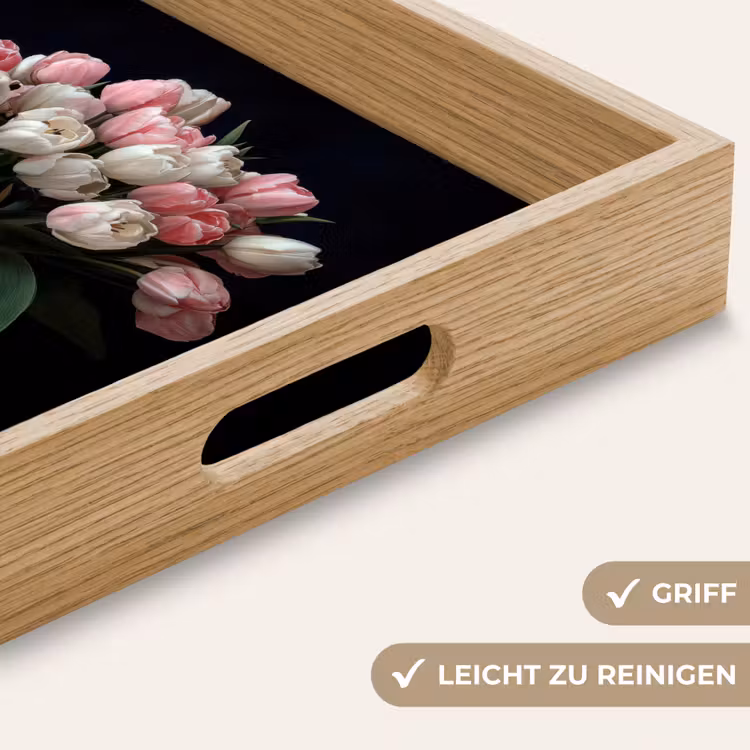 Bloemen - Roze - Tulpen - Vaas Dienblad Rechthoek middel -USP_HandgreepDE
