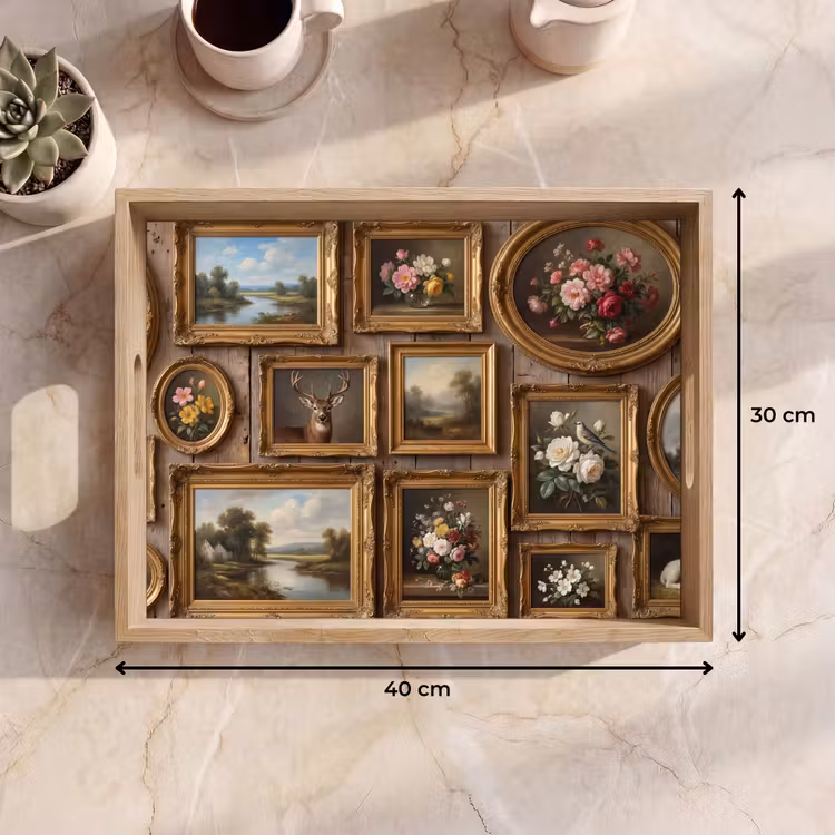 Bloemen - Rozen - Klassiek - Vaas - Kleurrijk Dienblad Rechthoek middel -USP_Formaat