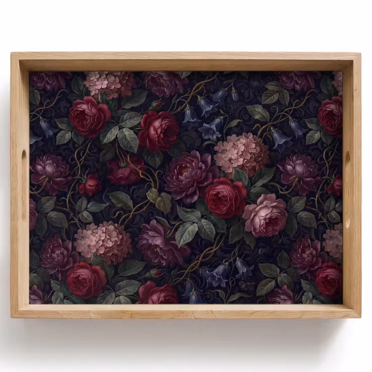 Bloemen - Rood - Klassiek - Donker - Patroon Dienblad Rechthoek middel -z3d_shopping