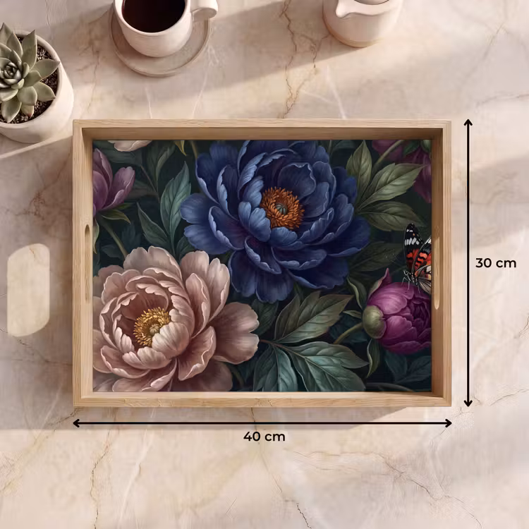 Bloemen - Vlinder - Natuur - Modern - Paars Dienblad Rechthoek middel -USP_Formaat