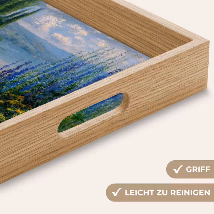 Bloemen - Meer - Bergen - Groen Dienblad Rechthoek middel -USP_HandgreepDE