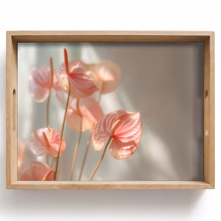 Bloemen - Stelen - Roze - Schaduw Dienblad Rechthoek middel -z3d_shopping