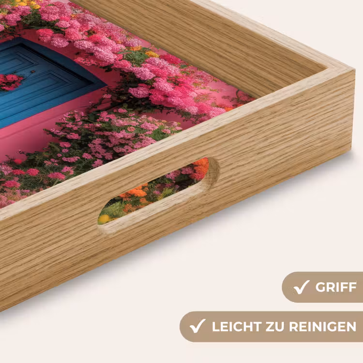 Bloemen - Deur - Roze Dienblad Rechthoek middel -USP_HandgreepDE