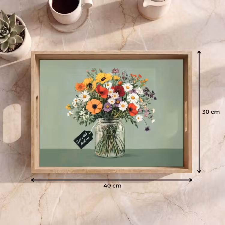 Bloemen - Vaas - Kaartje Dienblad Rechthoek middel -USP_Formaat