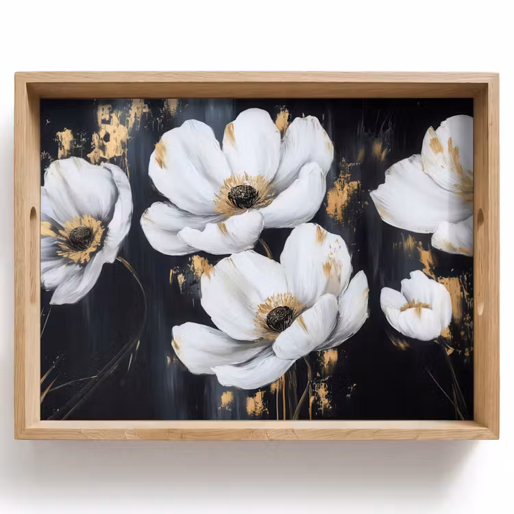 Bloemen - Wit - Abstract Dienblad Rechthoek middel -z3d_shopping