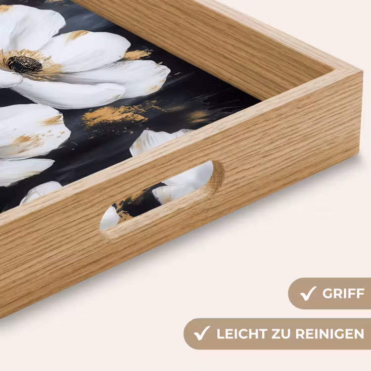 Bloemen - Wit - Abstract Dienblad Rechthoek middel -USP_HandgreepDE