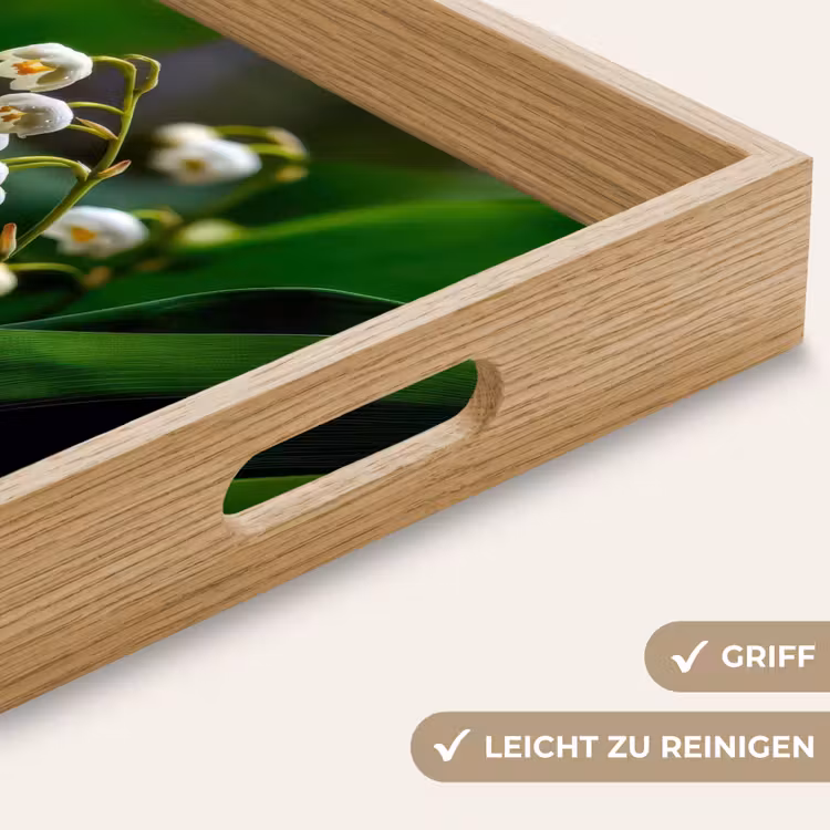 Bloemen - Wit - Bladeren - Lelietjes Dienblad Rechthoek middel -USP_HandgreepDE