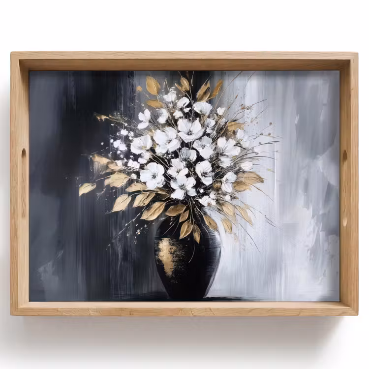Bloemen - Wit - Vaas - Abstract Dienblad Rechthoek middel -z3d_shopping
