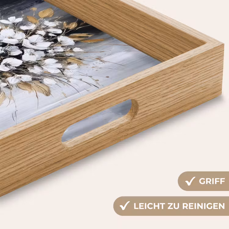 Bloemen - Wit - Vaas - Abstract Dienblad Rechthoek middel -USP_HandgreepDE