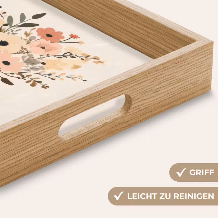 Bloemen - Quote - Beige - Lint Dienblad Rechthoek middel -USP_HandgreepDE