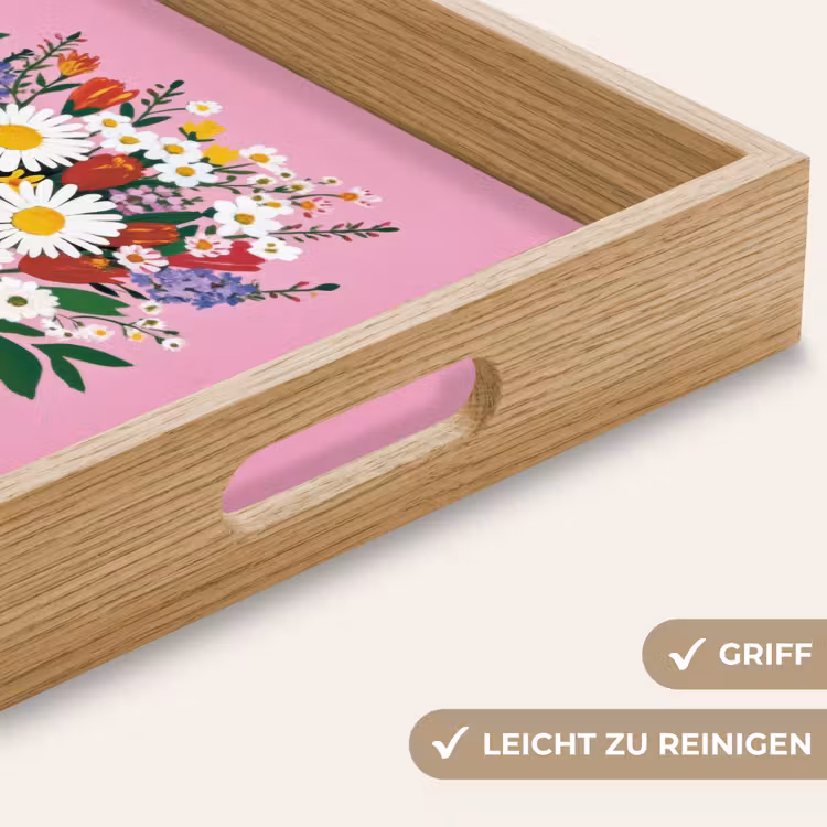 Bloemen - Quote - Kaartje - Kleurrijk Dienblad Rechthoek middel -USP_HandgreepDE