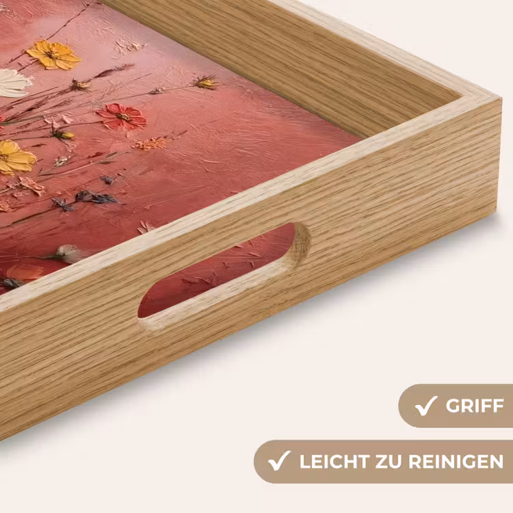Bloemenboeket - Diepte - Tastbare textuur Dienblad Rechthoek middel -USP_HandgreepDE