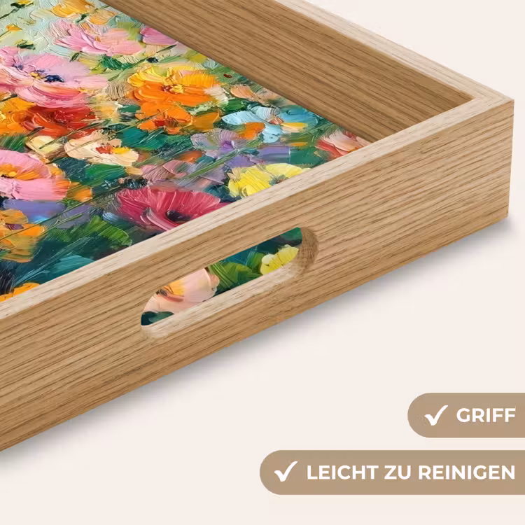 Bloemen explosie - Heldere kleuren - Vrolijk Dienblad Rechthoek middel -USP_HandgreepDE
