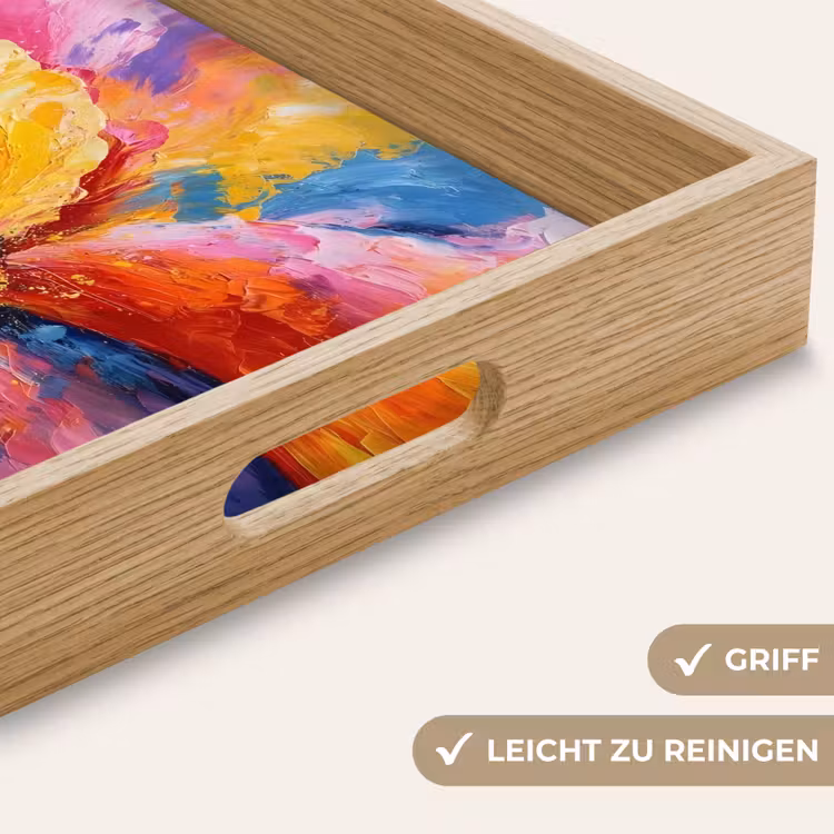 Bloemexplosie - Veelkleurig - Bewegend Dienblad Rechthoek middel -USP_HandgreepDE
