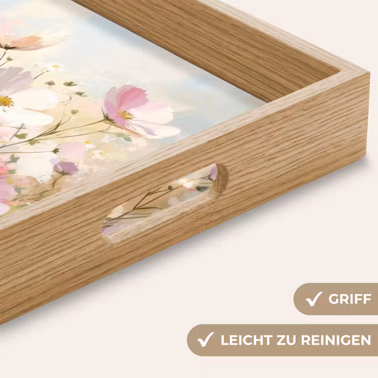 Bloemenveld - Lichte tinten - Geschilderd Dienblad Rechthoek middel -USP_HandgreepDE
