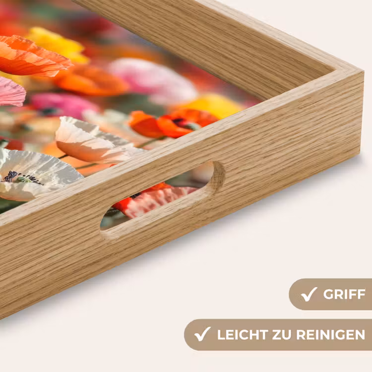 Bloemenveld - Klaprozen - Kleurrijk Dienblad Rechthoek middel -USP_HandgreepDE
