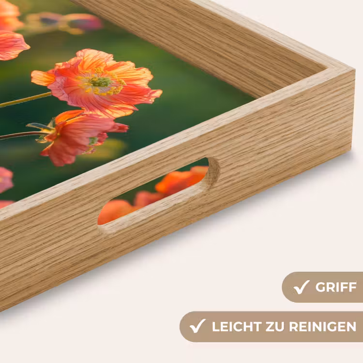 Bloemenveld - Zonnestralen - Oranje Dienblad Rechthoek middel -USP_HandgreepDE