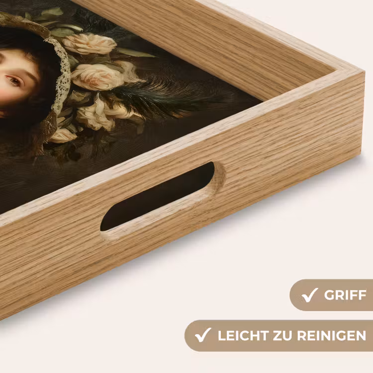 Bloemenhoed - Portret - Vrouw Dienblad Rechthoek middel -USP_HandgreepDE