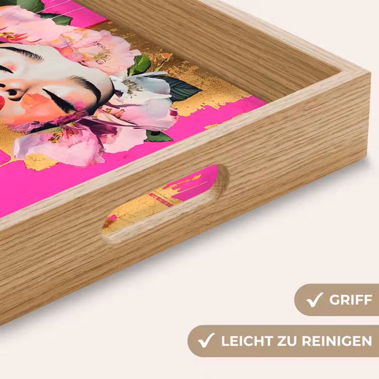 Bloemenkroon - Goud - Vrouw - Portret Dienblad Rechthoek middel -USP_HandgreepDE