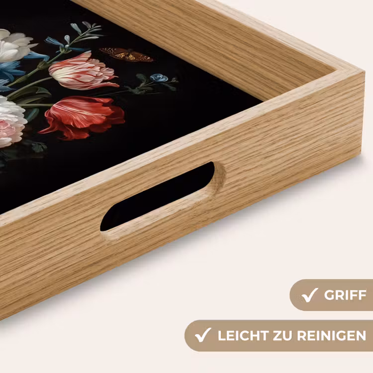 Boeket - Kleurrijk - Klassiek Dienblad Rechthoek middel -USP_HandgreepDE