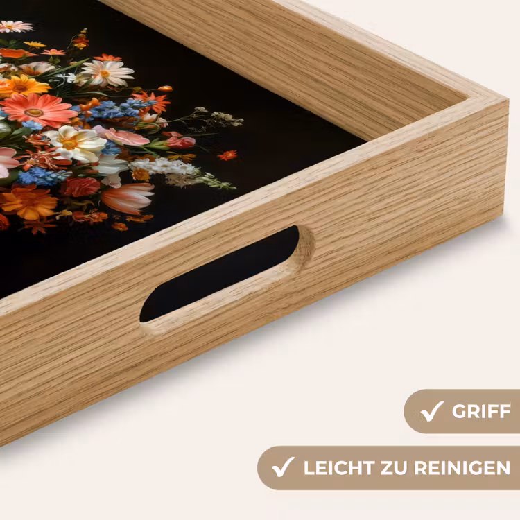 Boeket - Roze - Bloemen - Vaas Dienblad Rechthoek middel -USP_HandgreepDE