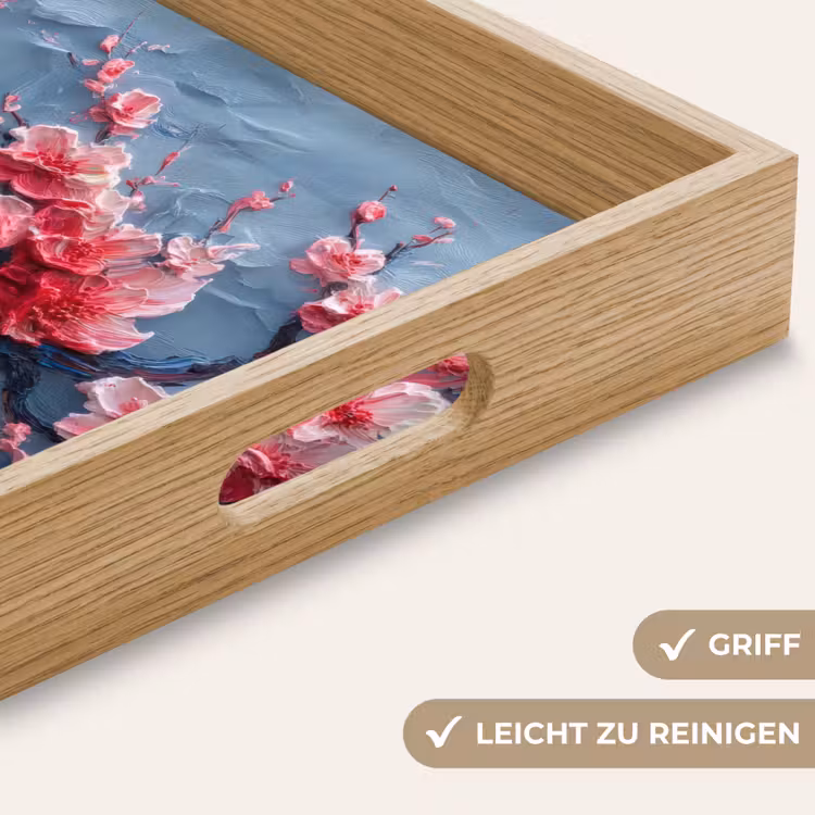 Bloesem - Bloem - Roze - Tak Dienblad Rechthoek middel -USP_HandgreepDE