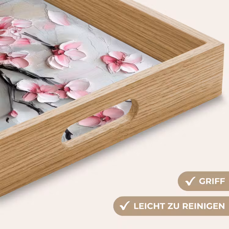 Bloesem - Kunstzinnig - Roze - Sakura Dienblad Rechthoek middel -USP_HandgreepDE