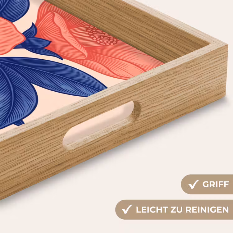 Tablett - Blüten – Blätter – Botanik - Bloemen - Bladeren - Botanisch Dienblad Rechthoek middel