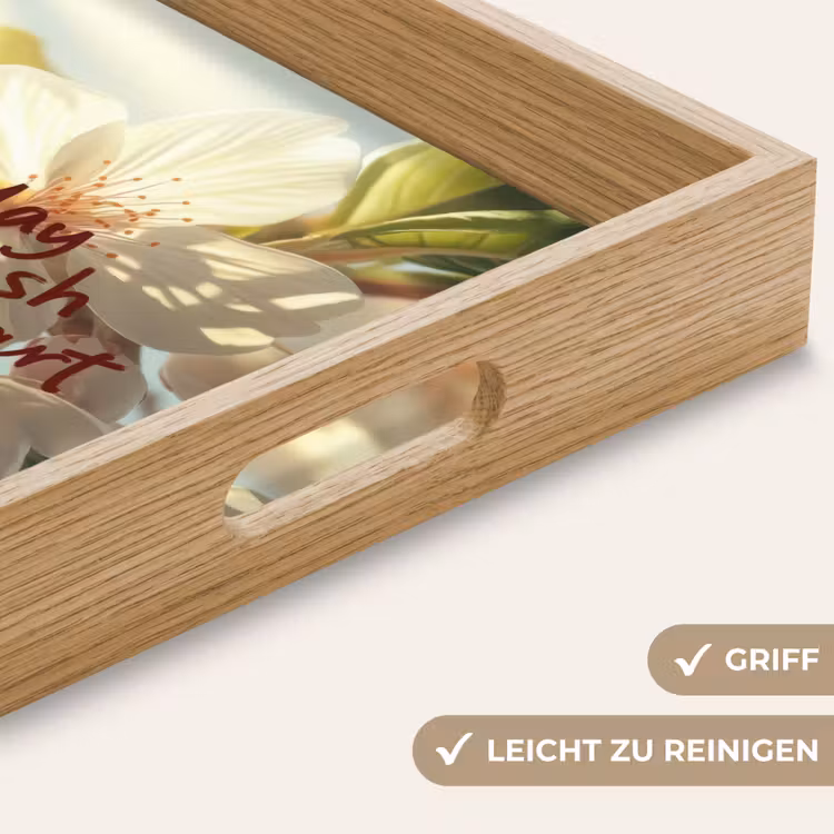 Bloesems - Zonlicht - Quote - Wit Dienblad Rechthoek middel -USP_HandgreepDE
