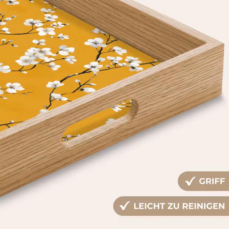 Bloesemtak - Aquarel - Geel Dienblad Rechthoek middel 911 -USP_HandgreepDE