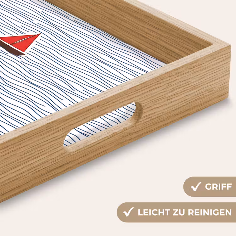 Boot - Water - Rood - Illustratie - Minimalistisch Dienblad Rechthoek middel -USP_HandgreepDE