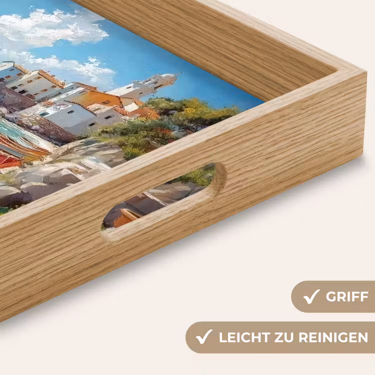 Boten - Rotsen - Zee - Zon Dienblad Rechthoek middel -USP_HandgreepDE