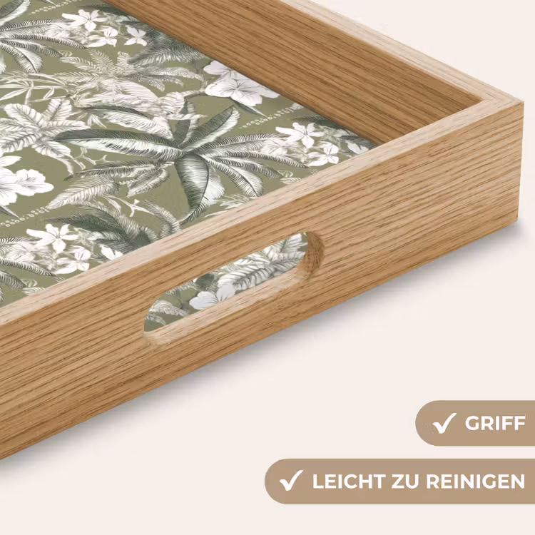 Botanisch - Bloemen - Groen Dienblad Rechthoek middel 911 -USP_HandgreepDE