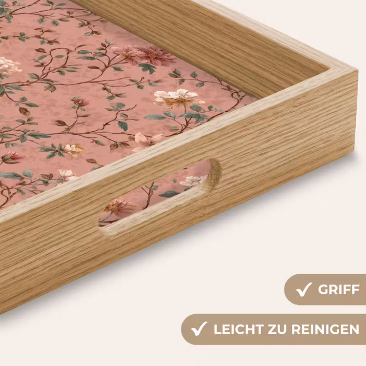 Botanisch - Bloemen - Roze Dienblad Rechthoek middel 911 -USP_HandgreepDE