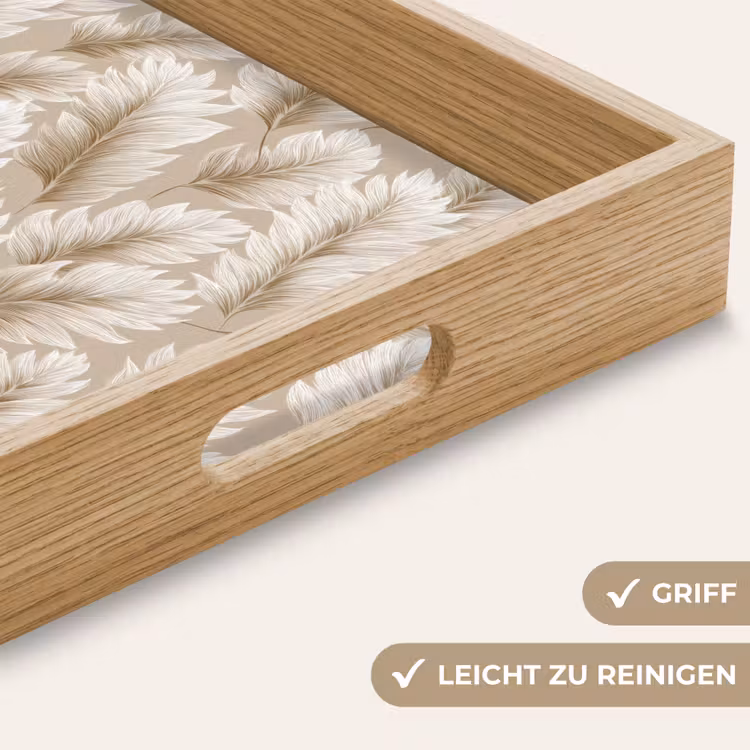 Botanisch - Patroon - Beige Dienblad Rechthoek middel 911 -USP_HandgreepDE