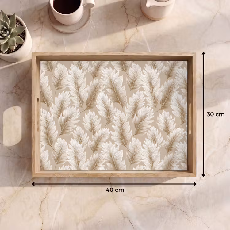 Botanisch - Patroon - Beige Dienblad Rechthoek middel 911 -USP_Formaat