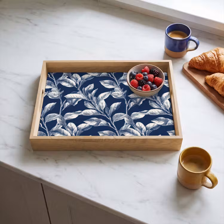 Botanisch - Patroon - Blauw Dienblad Rechthoek middel 911 -sfeer2