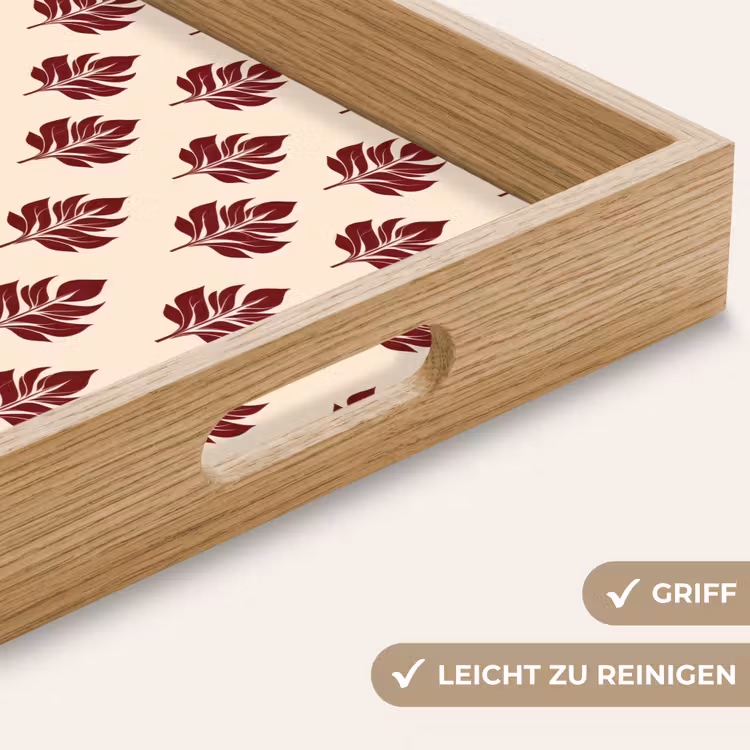 Botanisch - Patroon - Bordeaux Dienblad Rechthoek middel 911 -USP_HandgreepDE