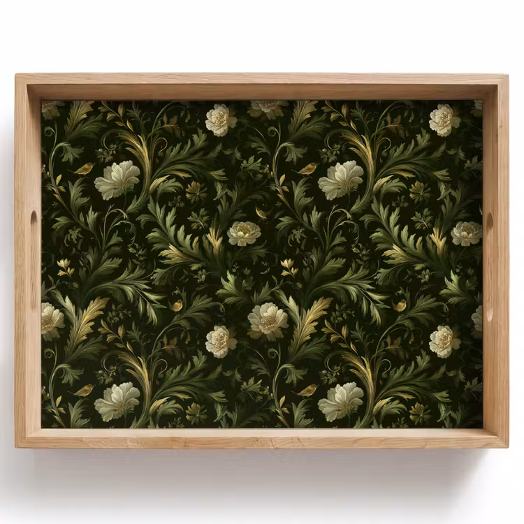 Botanisch - Naadloos - Bloemen Dienblad Rechthoek middel 911 -z3d_shopping