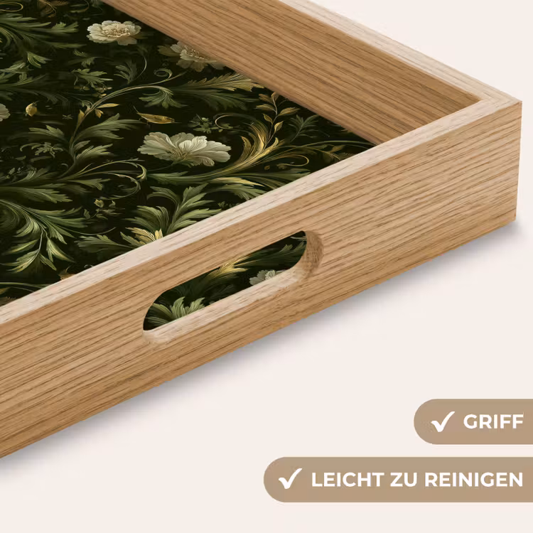 Botanisch - Naadloos - Bloemen Dienblad Rechthoek middel 911 -USP_HandgreepDE