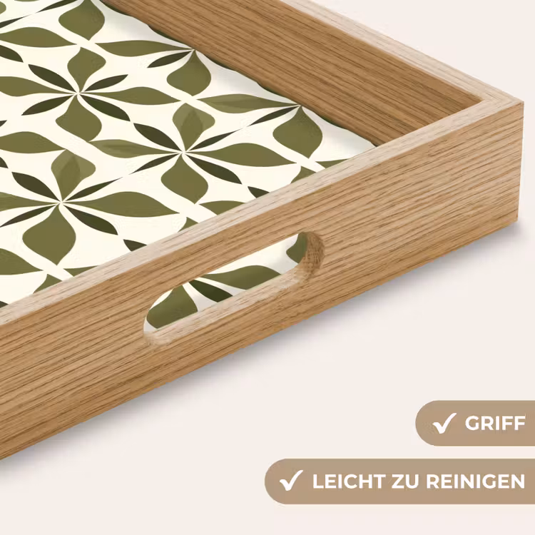 Botanisch - Retro - Groen Dienblad Rechthoek middel 911 -USP_HandgreepDE