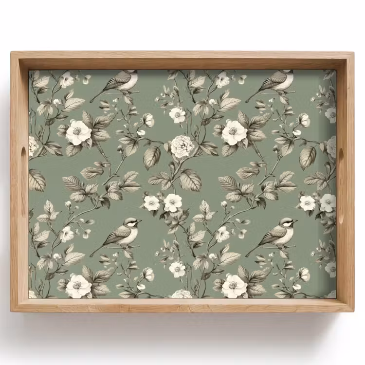 Botanisch - Vogels - Groen Dienblad Rechthoek middel 911 -z3d_shopping