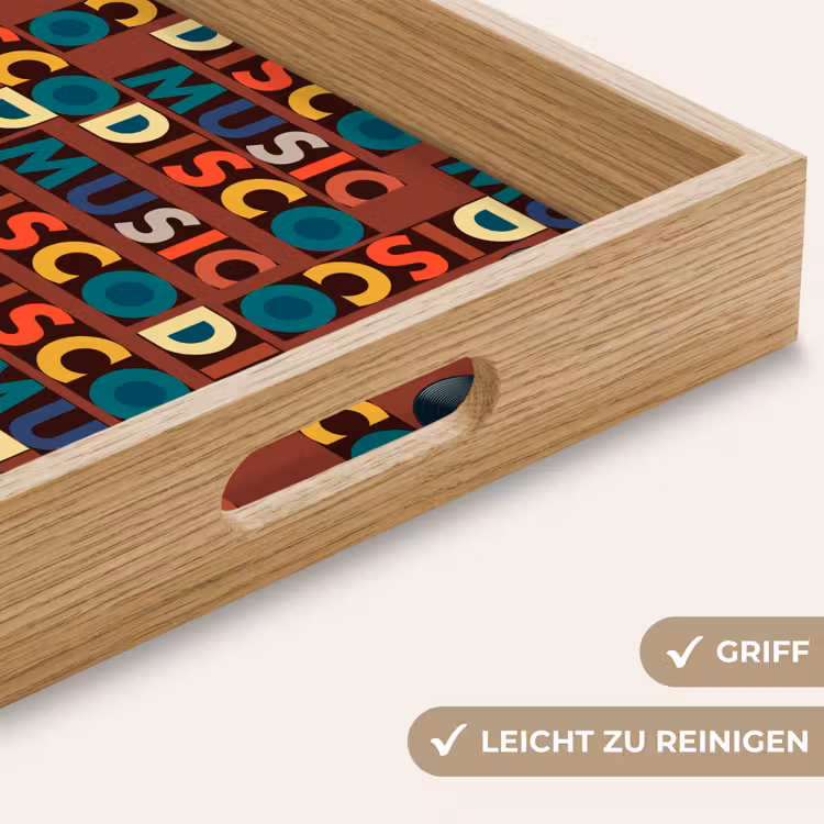 Bruin - Retro - Disco - Patroon Dienblad Rechthoek middel 911 -USP_HandgreepDE
