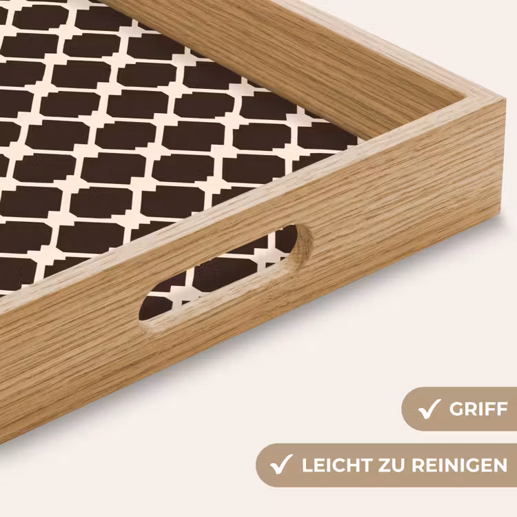 Bruin - Ruitpatroon - Geometrisch Dienblad Rechthoek middel 911 -USP_HandgreepDE