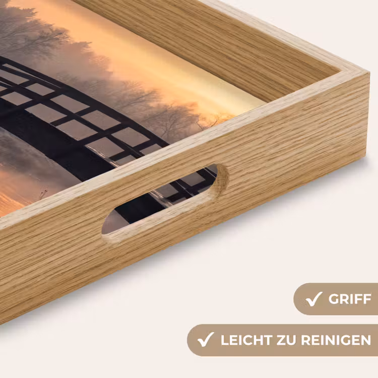 Brug - Mist - Bomen - Water Dienblad Rechthoek middel -USP_HandgreepDE