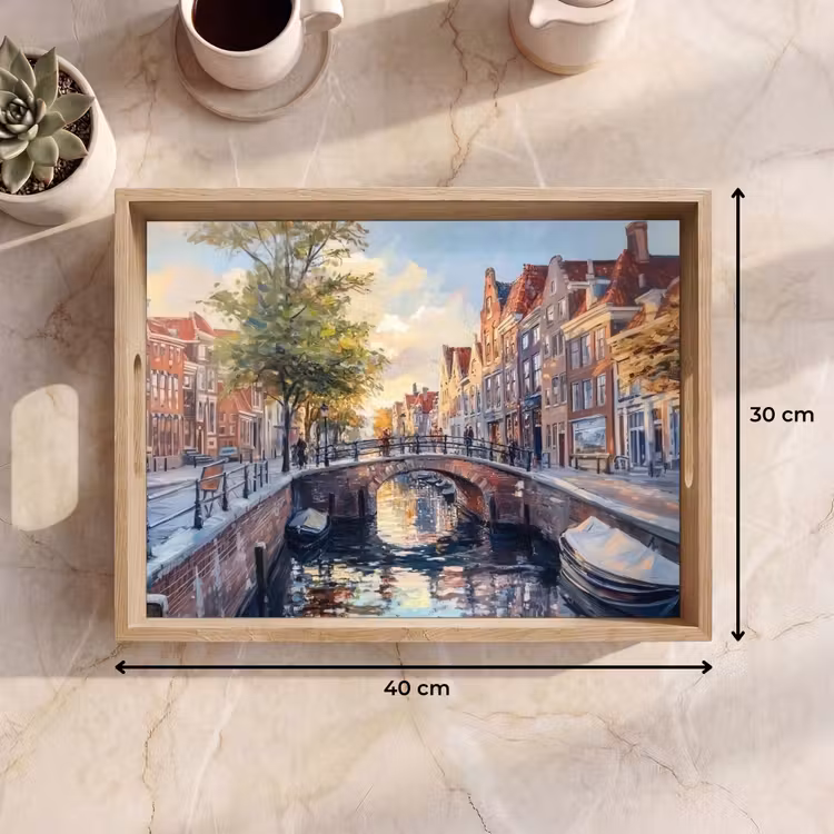 Brug - Stad - Huizen - Boot Dienblad Rechthoek middel -USP_Formaat